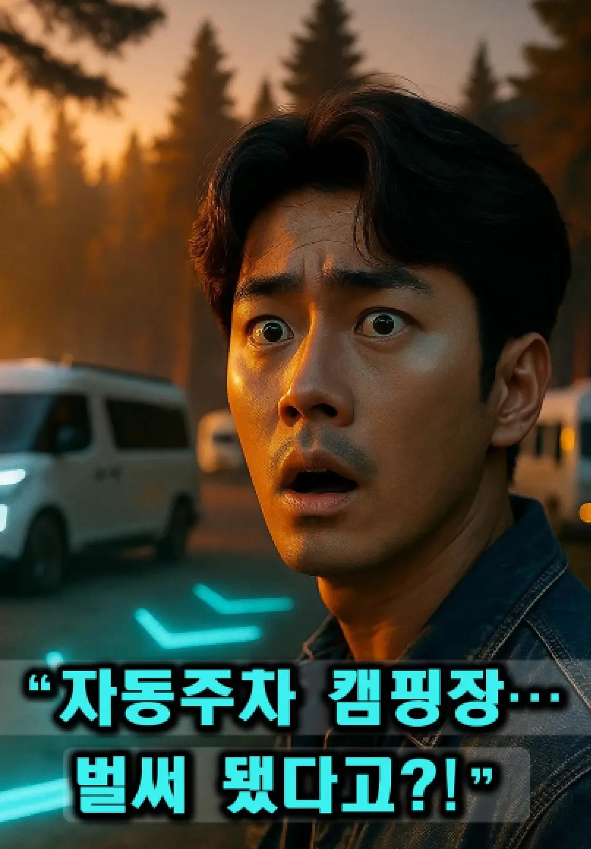Camper shocked at self‑parking vans in sunset campsite