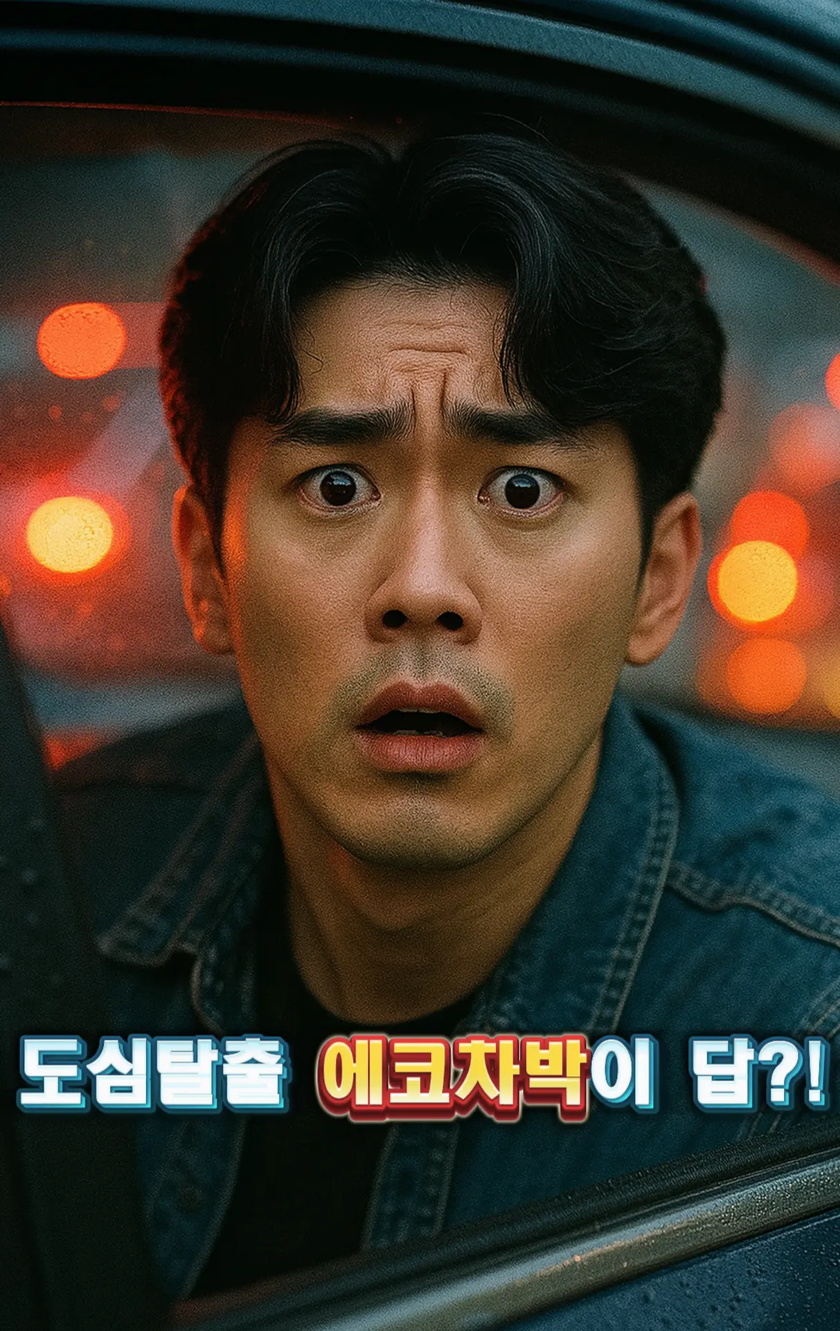 교통정체 속 스트레스를 받는 운전자 클로즈업