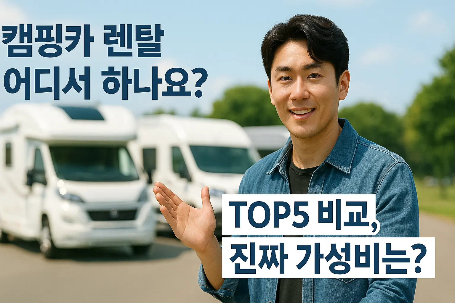 국내 캠핑카 대여 가이드 "캠핑카 플랫폼 비교 배너 남성 진행자"