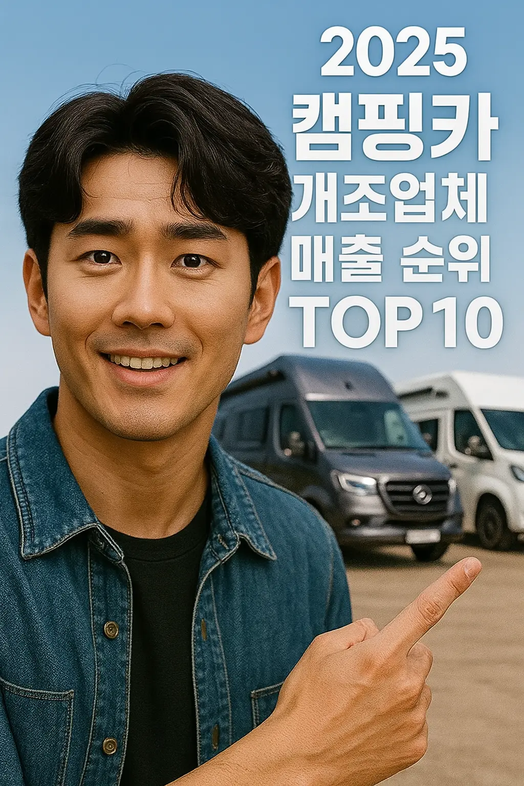 2025년 캠핑카 개조업체 매출 순위 TOP 10 소개하는 훈남 캠핑 전문가의 모습